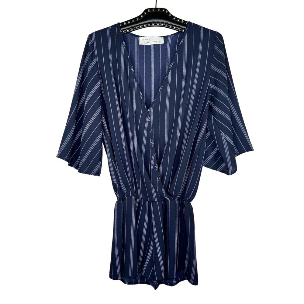 Vintage Havana Blue Striped Romper Small